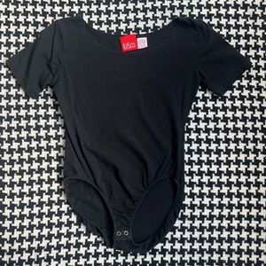 Vintage 90s black cotton bodysuit with spandex stretch. Small.
